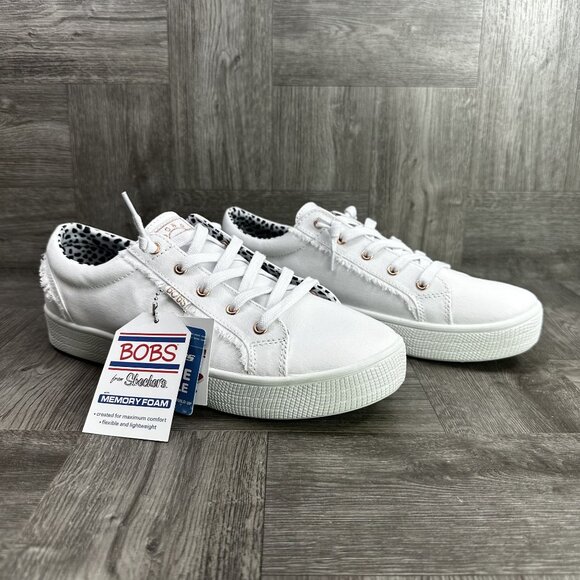 Skechers Bobs B Extra Cute Women's size 9.5 White Canvas Shoes - Picture 4 of 8